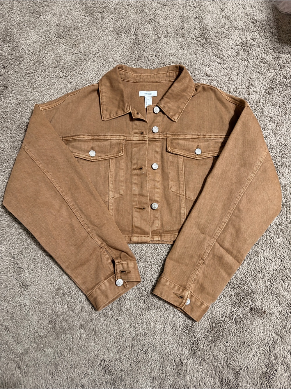 Forever 21 Cropped Brown Jean Jacket